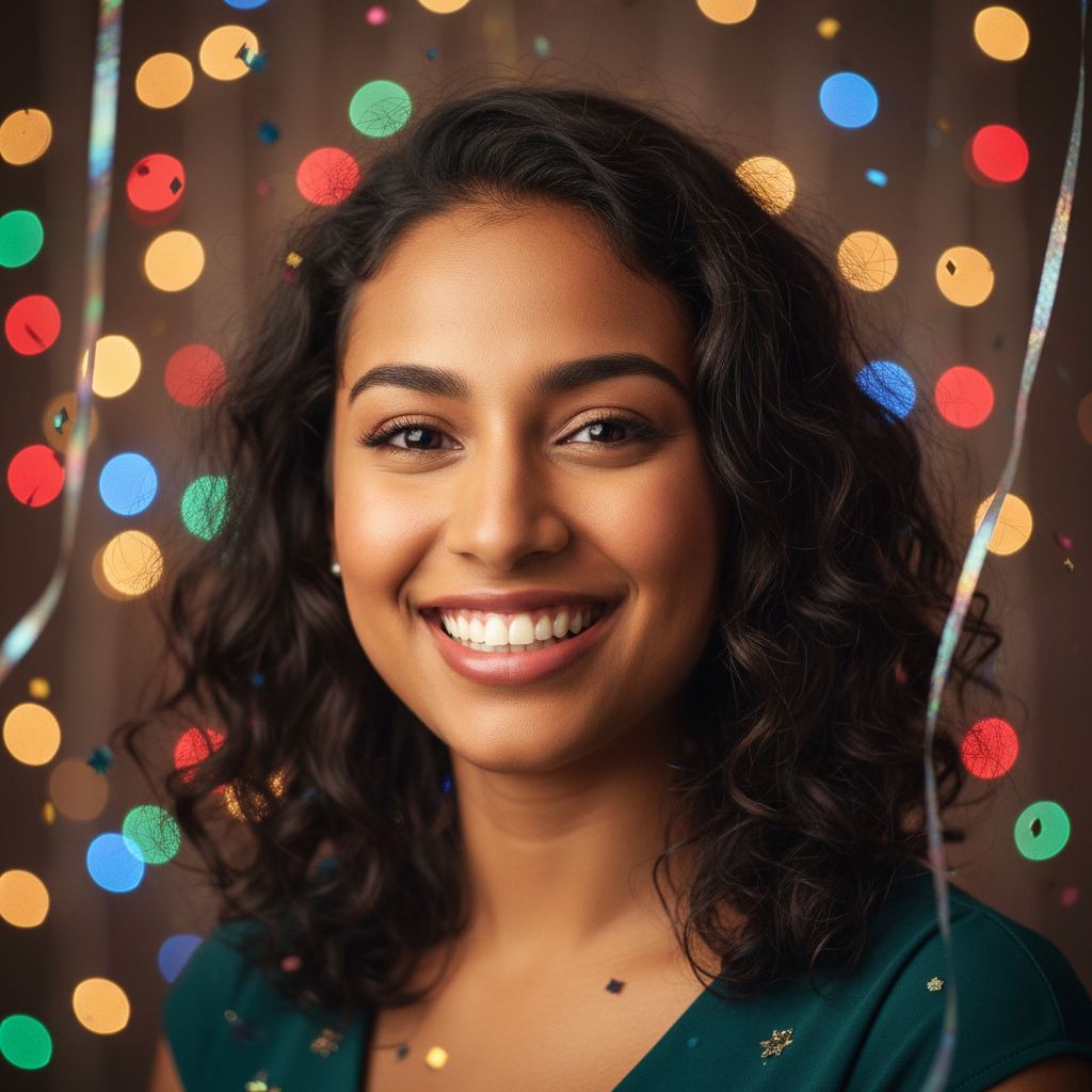 Foto de una adolescente de piel morena en una fiesta(foto de perfil