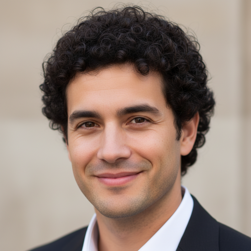 hombre lindo con rizos, foto de perfil cara